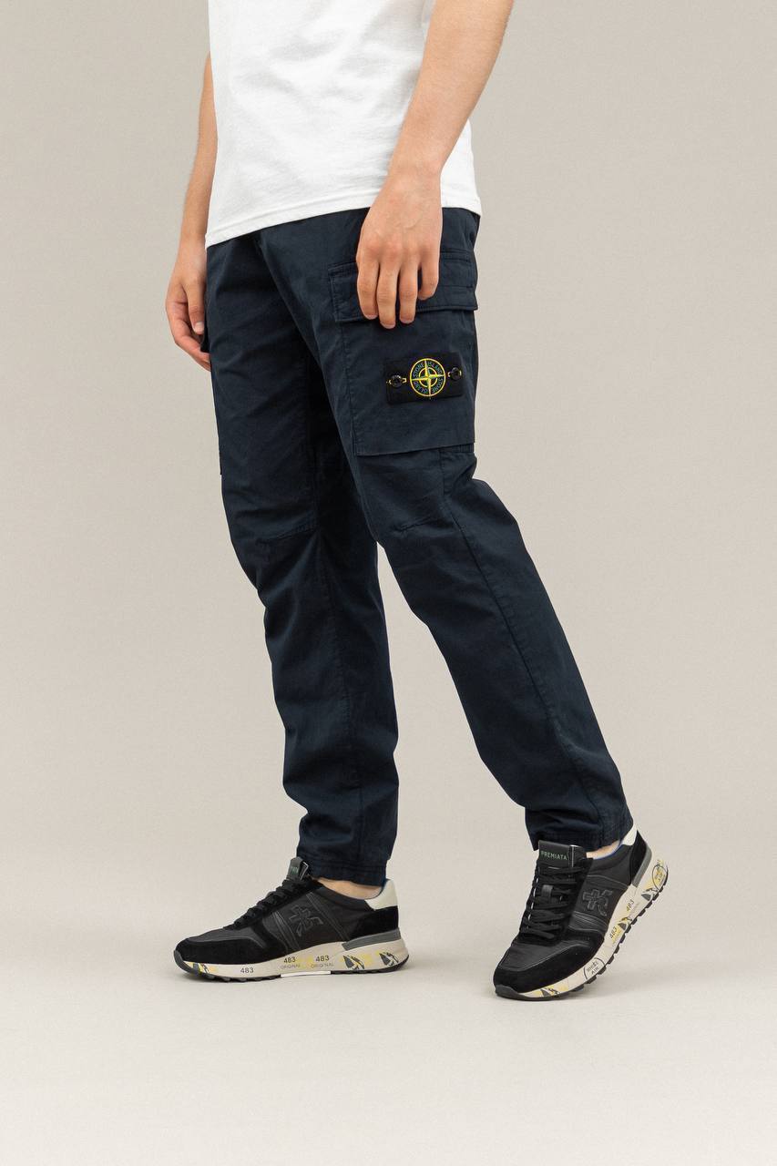 STONE ISLAND REGULAR COTTON CARGO PANTS dark blue