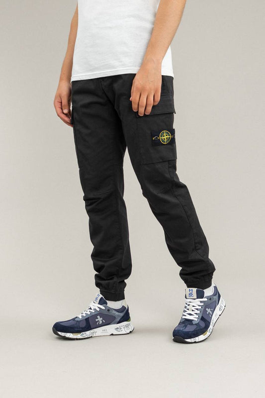 STONE ISLAND REGULAR FIT LOGO PATCH CARGO PANTS black