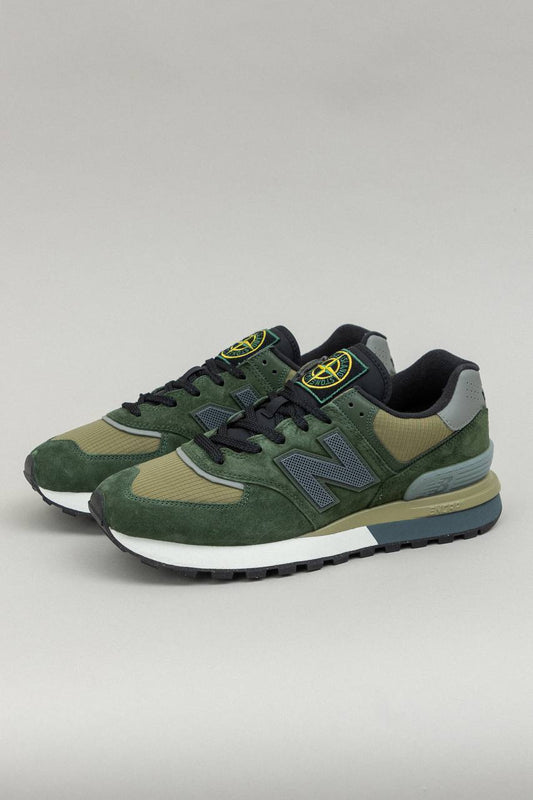 STONE ISLAND x NEW BALANCE 574 LEGACY DARK GREEN SNEAKERS