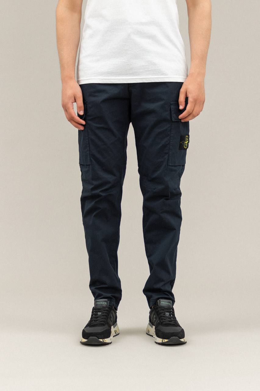 STONE ISLAND REGULAR COTTON CARGO PANTS dark blue