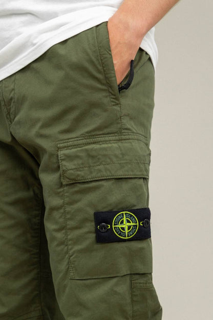 STONE ISLAND REGULAR LOGO-PATCH CARGO PANTS olive