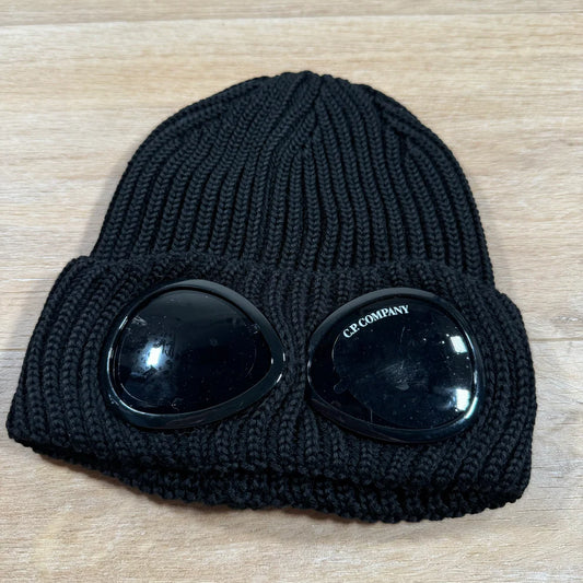 C.P. Company Extra Fine Merino Wool Goggle Beanie in Black