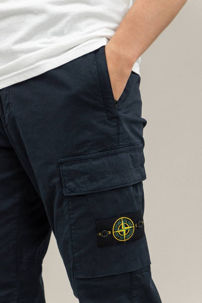 STONE ISLAND REGULAR COTTON CARGO PANTS dark blue