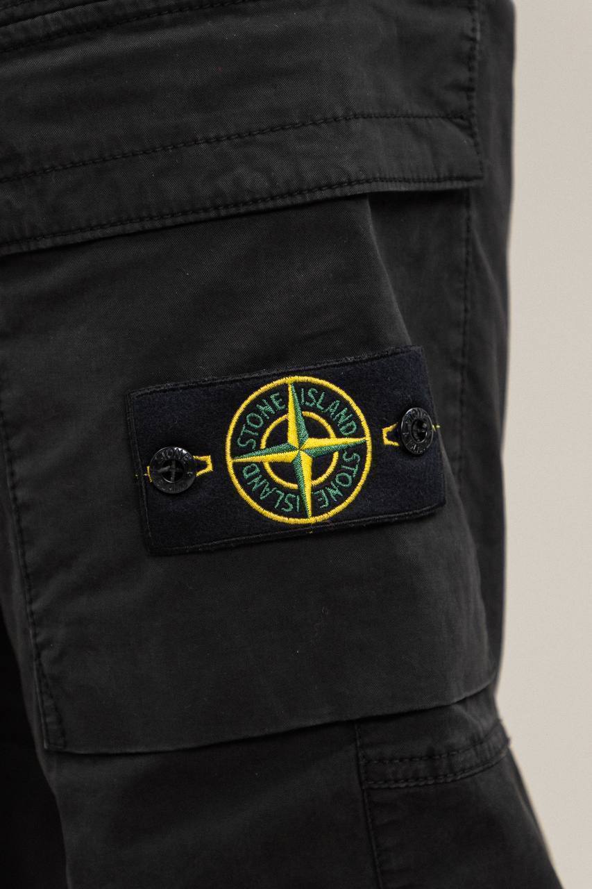 STONE ISLAND REGULAR FIT LOGO PATCH COTTON CARGO PANTS black