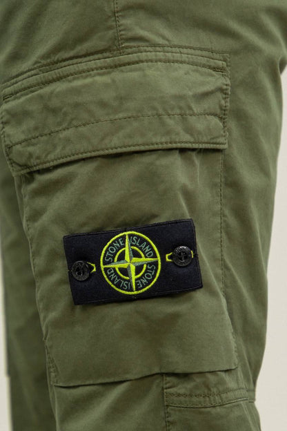 STONE ISLAND REGULAR LOGO-PATCH CARGO PANTS olive