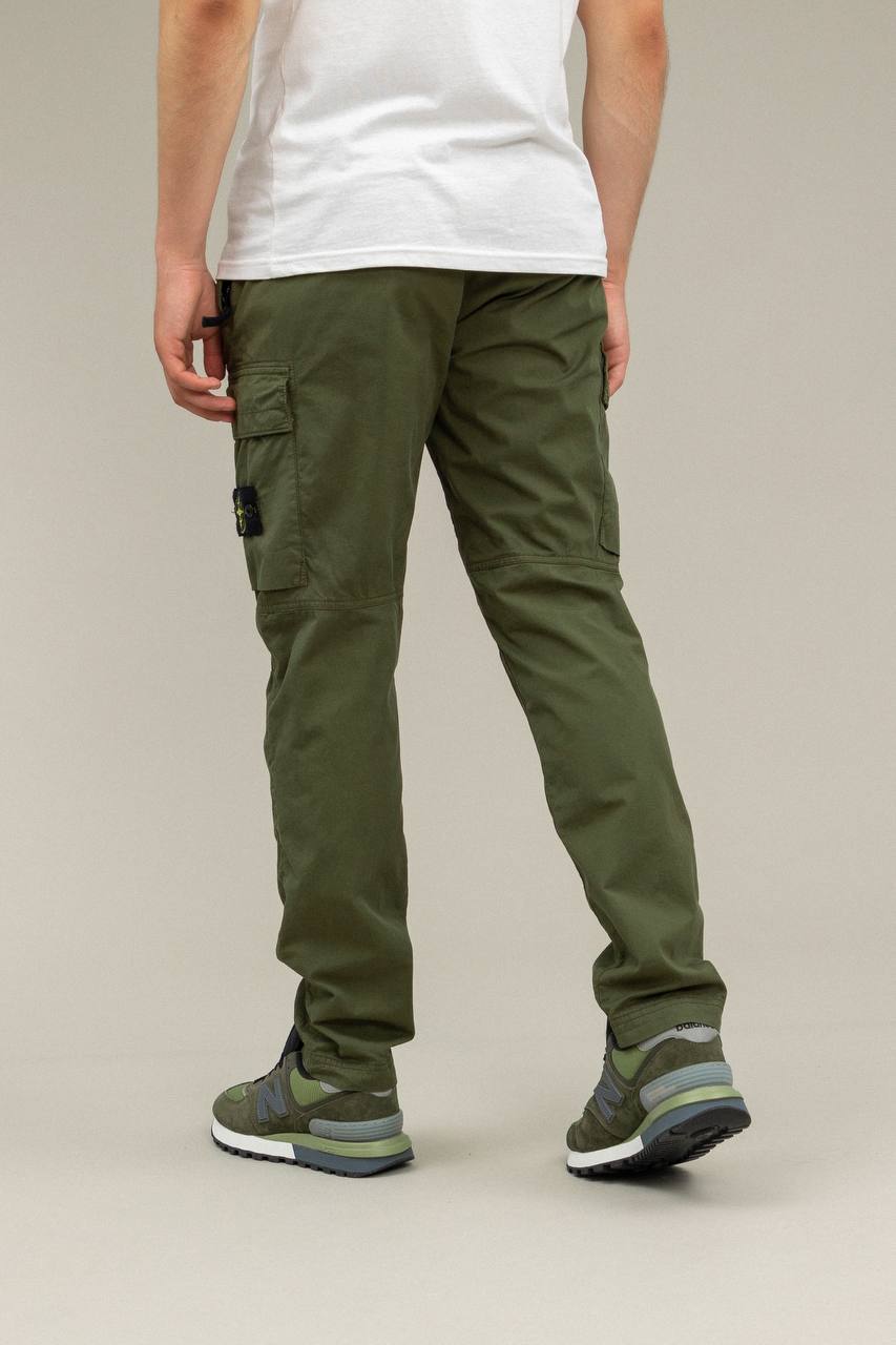 STONE ISLAND REGULAR LOGO-PATCH CARGO PANTS olive