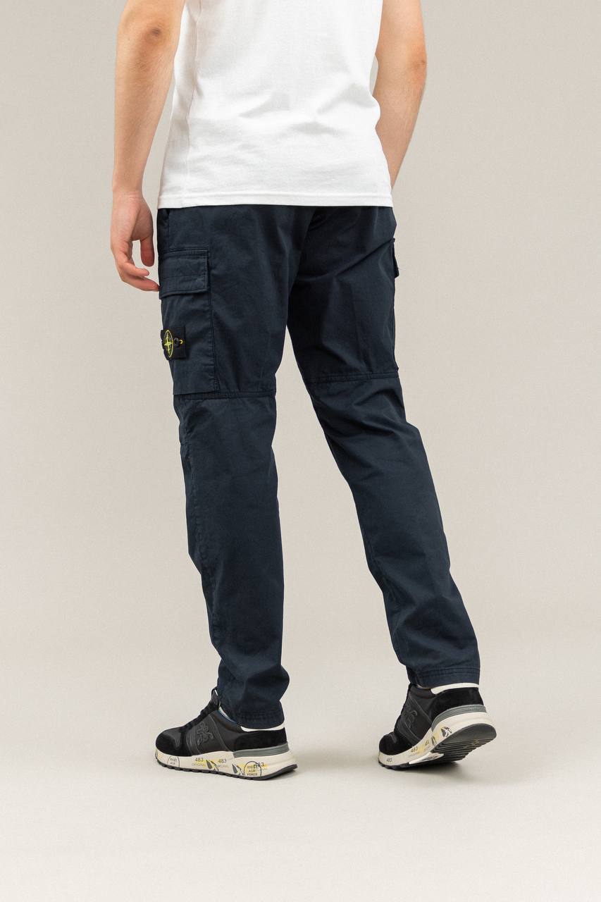 STONE ISLAND REGULAR COTTON CARGO PANTS dark blue