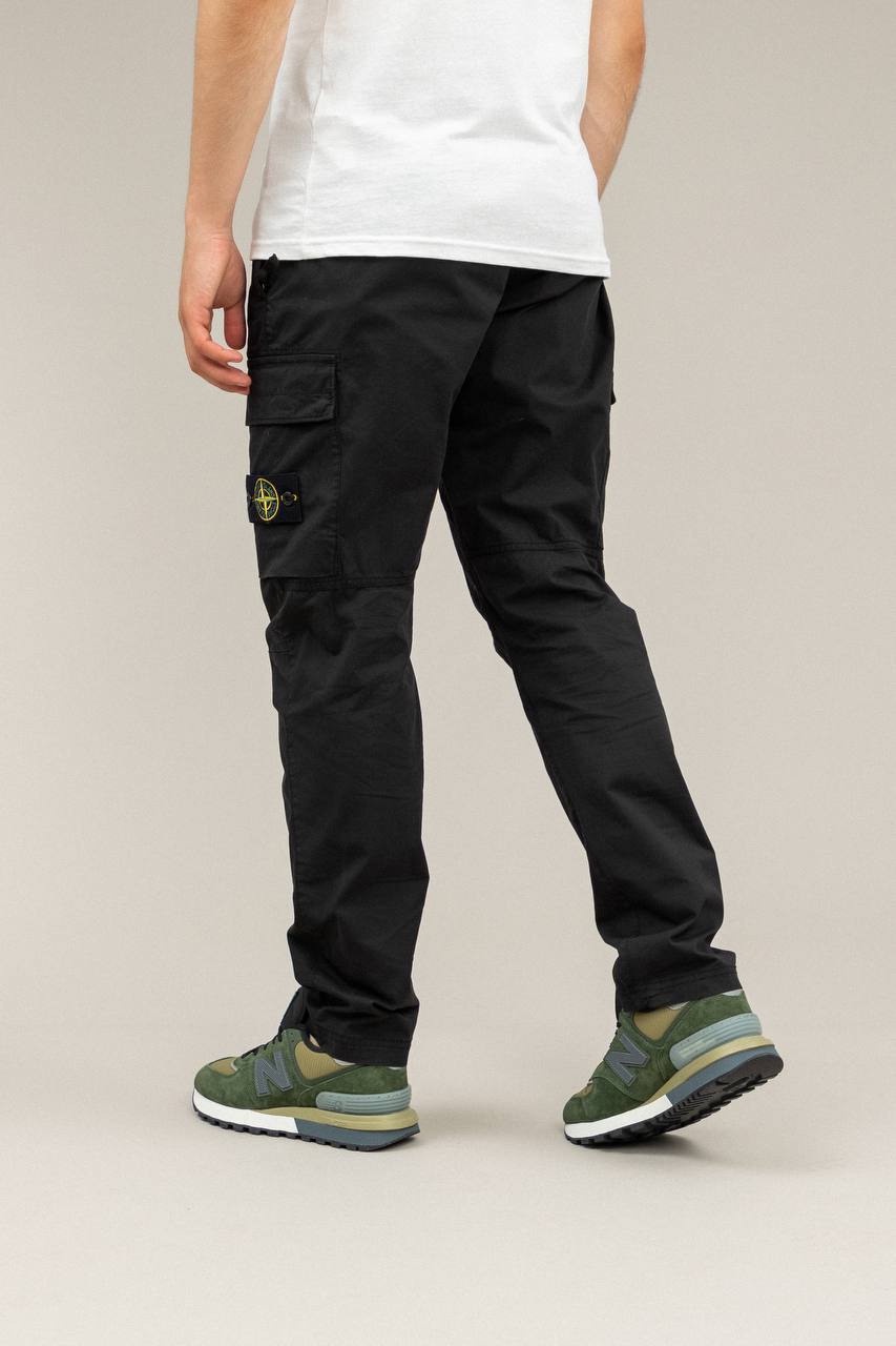 STONE ISLAND REGULAR FIT LOGO PATCH CARGO PANTS black