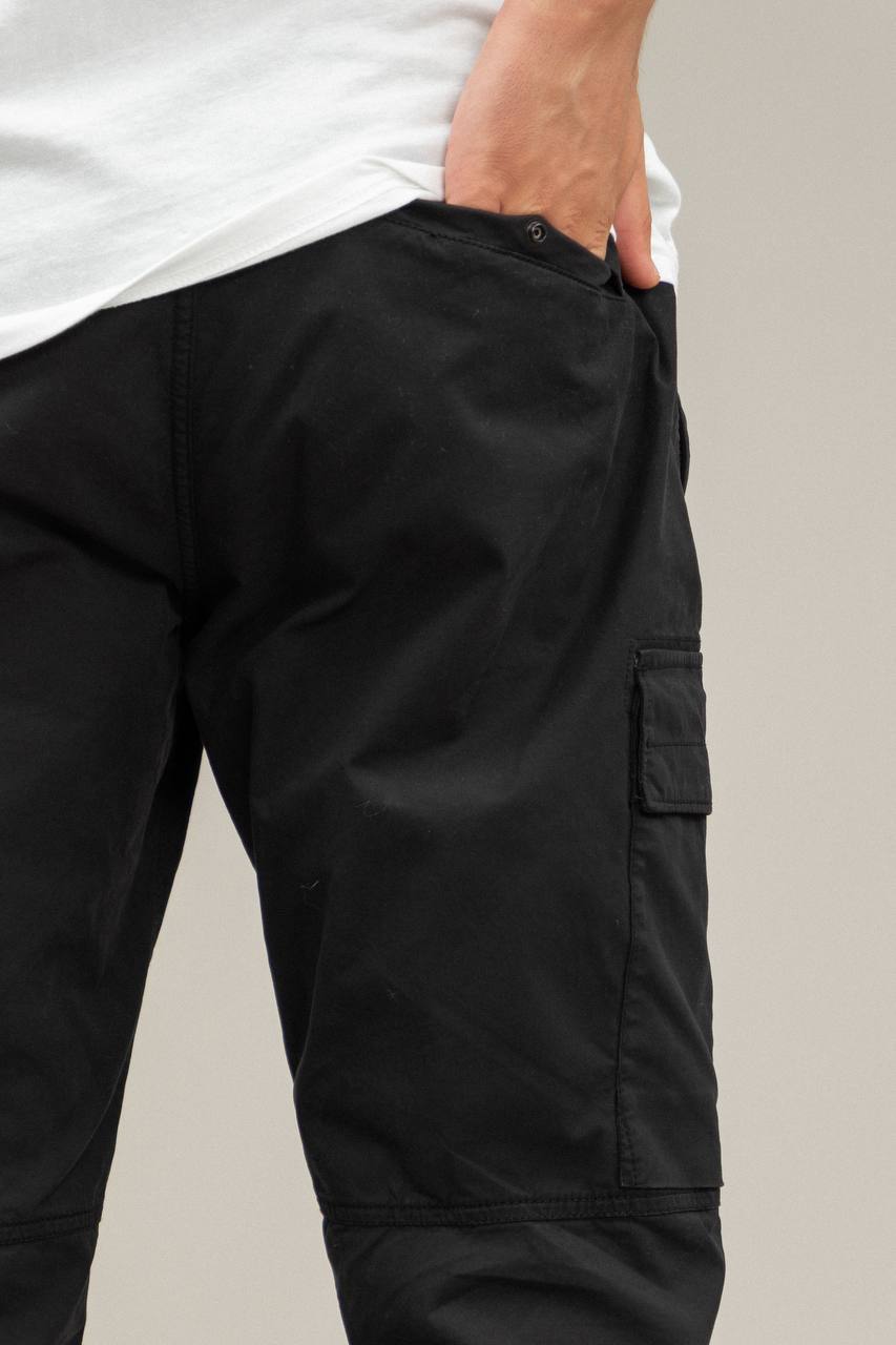 STONE ISLAND REGULAR FIT LOGO PATCH CARGO PANTS black