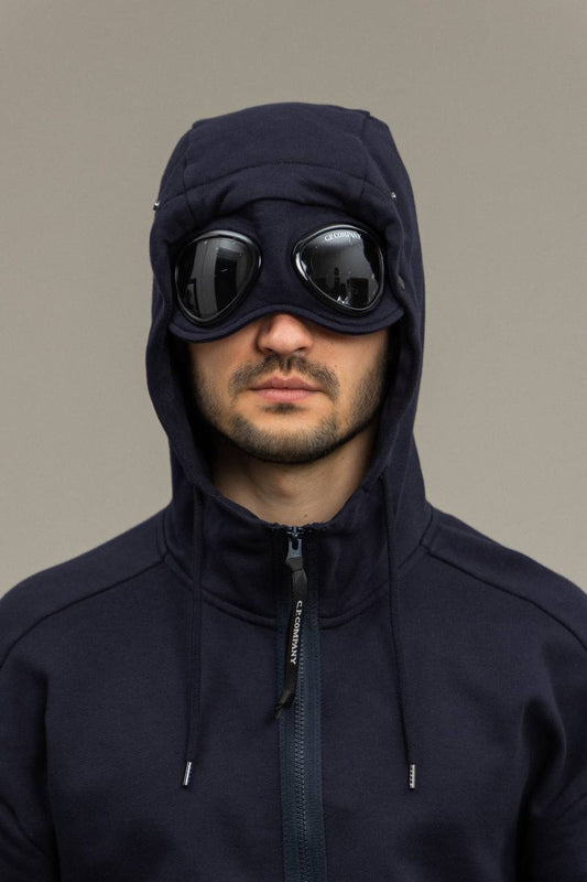 C.P. COMPANY ZIP COTTON GOGGLE HOODIE